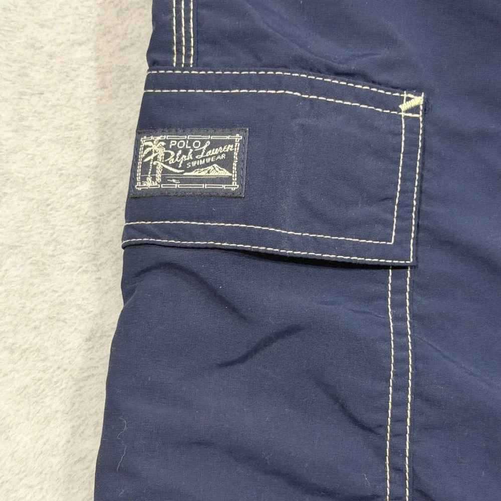 Polo Ralph Lauren Swim Trunks Mens XL‎ Navy Blue  Cargo Pocket Pony Logo